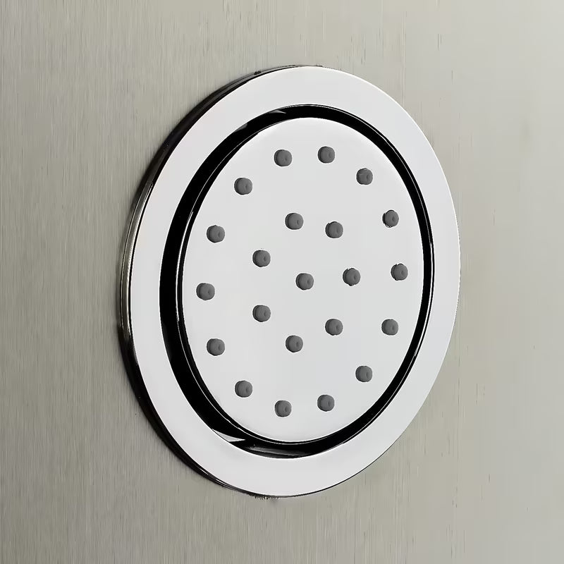 Tuš panel Anima Primeshower z enoročnim mešalnikom, zgornjo deževno prho, ročno prho in masažnimi šobami.