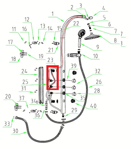 Spojno crijevo Anima Easyshower kao rezervni del pro tuš panel.
