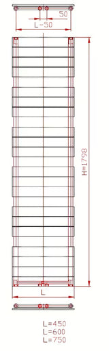 Bel kombiniran radiator Anima Viktor 179x75 cm, primeren pro za ogrevanje kopalnice in sušenje brisač.