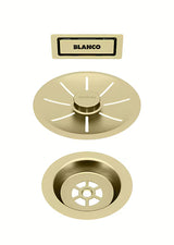 Odtočni set Blanco InFino s prelivom C-overflow v satinirano zlati izvedbi Gold Edition