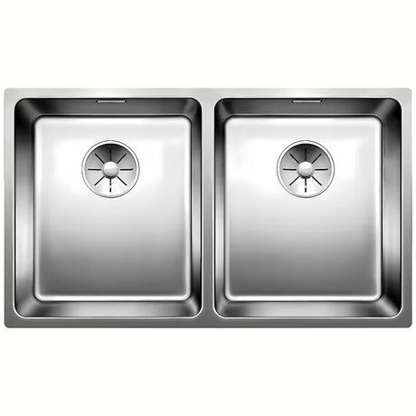Inox kuhinjski dvojno korito Blanco Andano u svilenkastom sjaju pro montaža pod delovni pult.