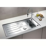 Blanco Andano inox pomivalno korito s ocjednom plohom u svilenkastom sjaju, orijentacija sudopera desno.