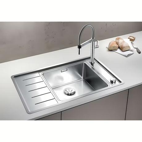 pomivalno korito Blanco Andano od nehrđajućeg čelika s ocjeđivačem u izvedbi svileni sjaj