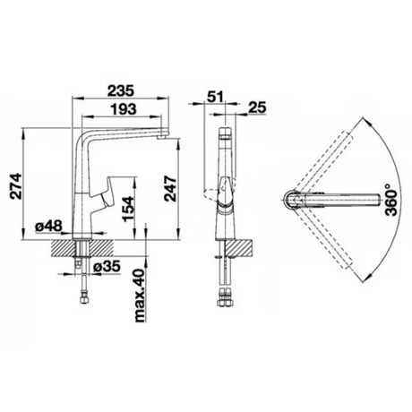 Blanco Avona enoročna stoječa armatura za pomivalno korito u krom izvedbi z vrtljivim izlivom