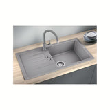 Črno granitno pomivalno korito Blanco Avum XL 6 S z odcejalno površino pro zgornja montaža