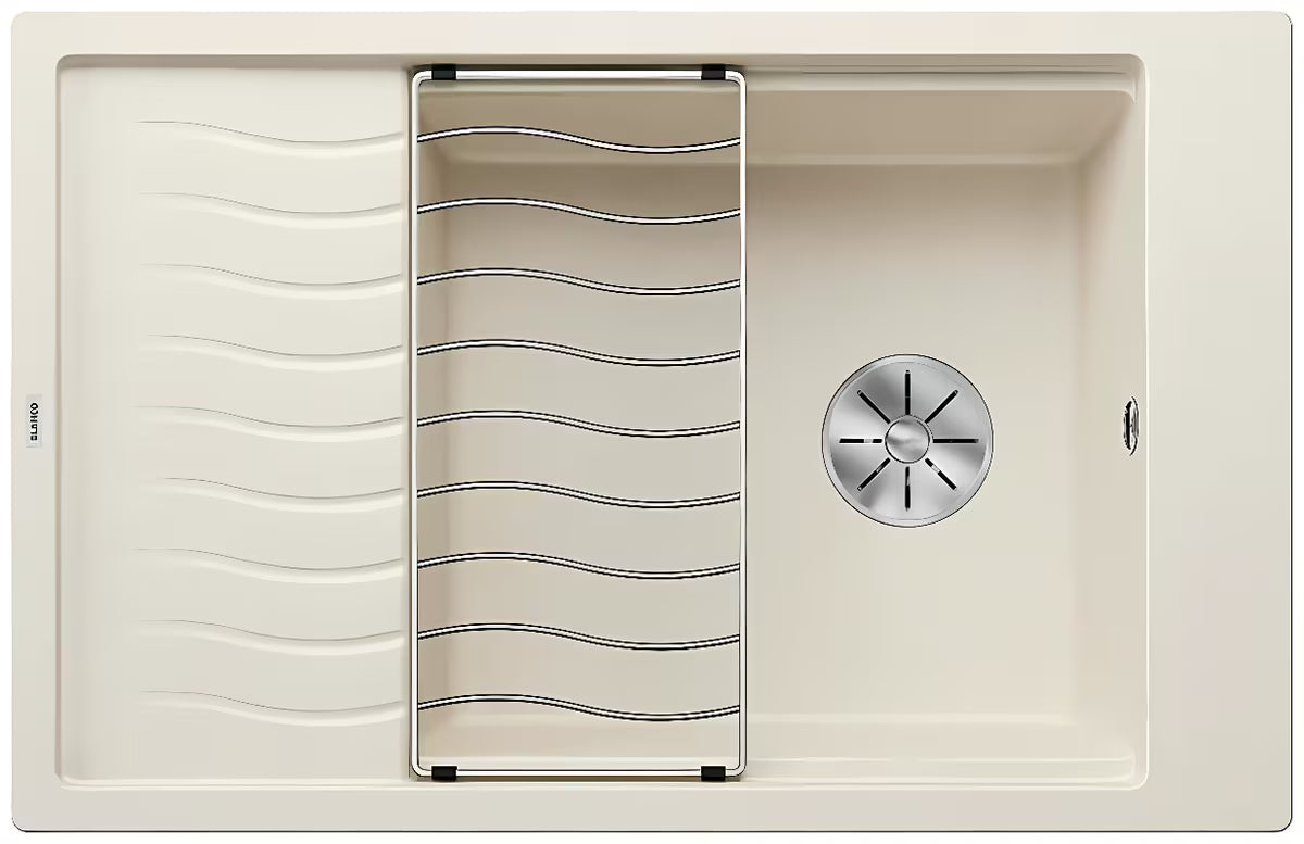 Granitno pomivalno korito Blanco Elon XL 6 S z odcejalnikom v beli barvi soft