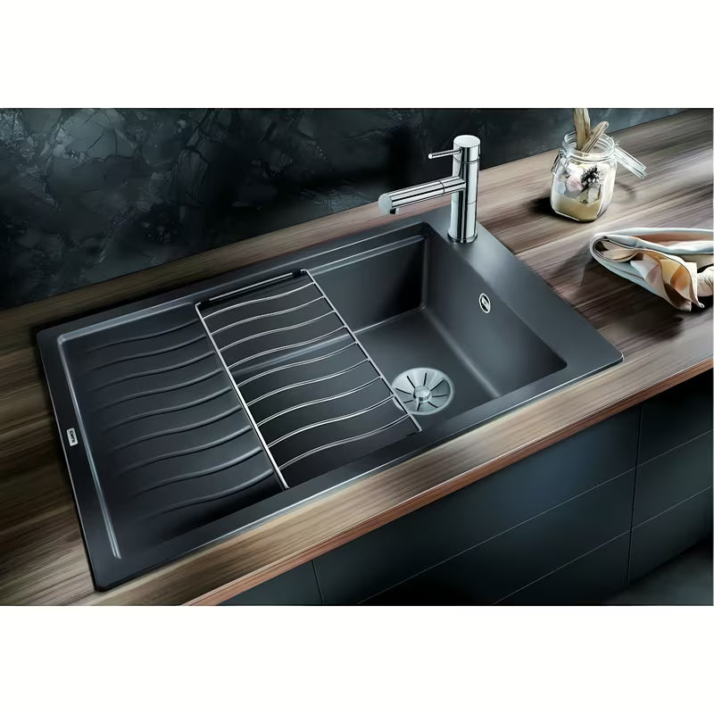 Granitni pomivalno korito Blanco elonxl 6 S ocjednom plohom u boji siva stijena pro ugradnja odozgo.