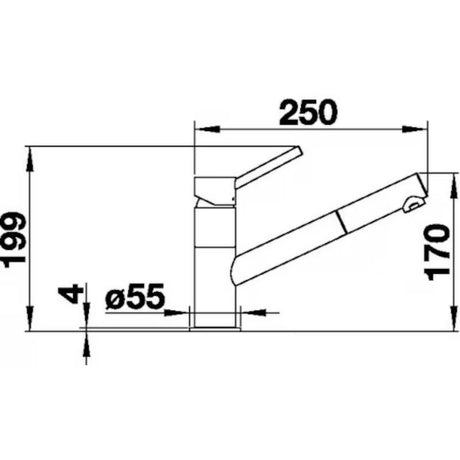 Kromirana armatura za pomivalno korito Blanco Kano-S s izvlačnim tušem u vitkom dizajnu