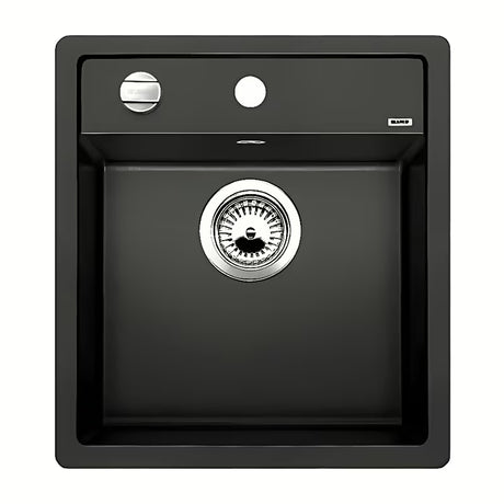 Crni pomivalno korito Blanco Dalago od materijala Silgranit s ekscentričnim upravljanjem, ugradnja odozgo