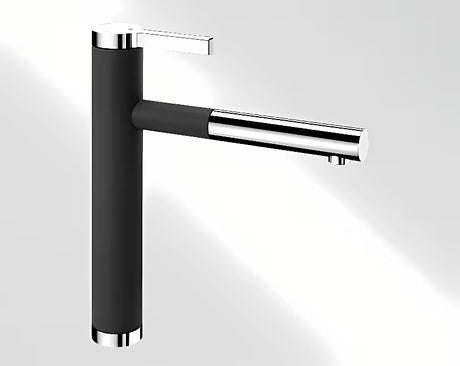 Blanco Linee - S armatura za pomivalno korito črna/krom z izvlečno prho v videzu SILGRANIT®