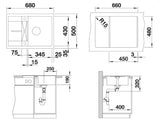 Blanco Metra 45 S Compact granitno pomivalno korito z odcejalnikom, antracit, zgornja montaža