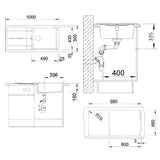 Granitni pomivalno korito Blanco Metra XL 6 S z odcejalnikom u boji siva stijena