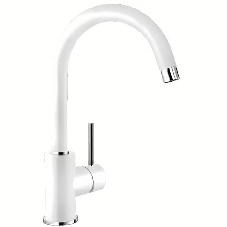 Bijela enoročna stoječa armatura za pomivalno korito Blanco Mida s sa zakretnim izljevom i površinom Silgranit-look