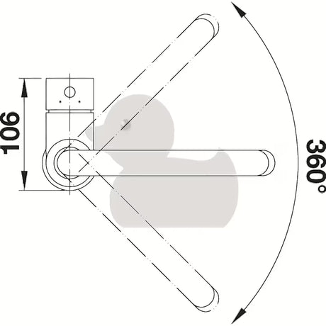 Kromirana enoročna stoječa armatura za pomivalno korito Blanco Mida s sa zakretnim izljevom i zaobljenim dizajnom.