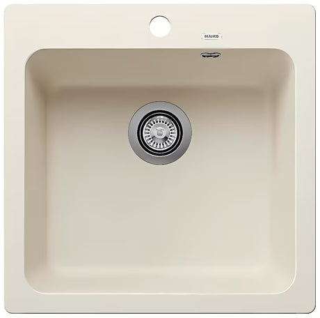 Granitno kuhinjsko enojno korito Blanco Naya 5 v beli barvi soft pro montaža za delovni pult.