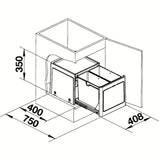 Sivi koš za smeti Blanco sorter pro za kuhinjski ormarić s jednostavnom montažom