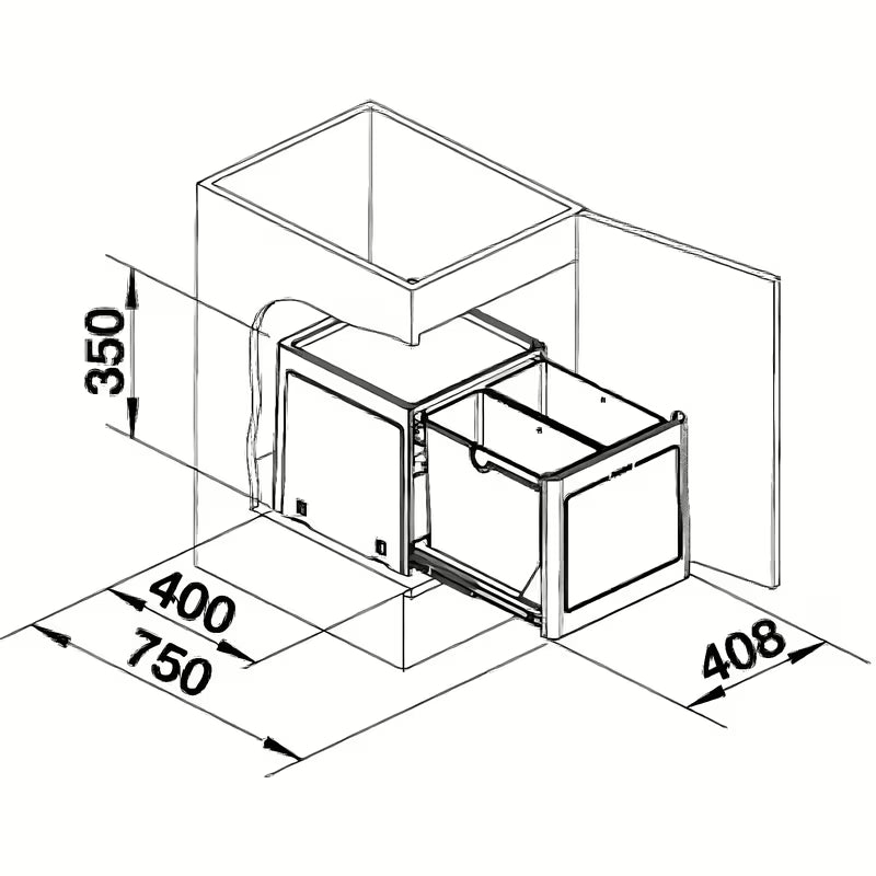 Sivi koš za smeti Blanco sorter pro za kuhinjski ormarić s jednostavnom montažom