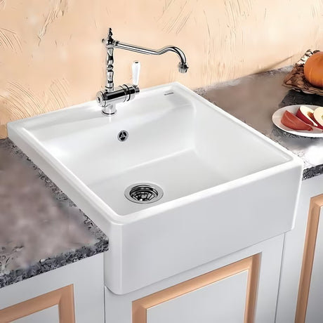 Keramični pomivalno korito Blanco Panor 60 v sijoče beli barvi pro za zgornjo montažo za delovni pult.