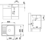 Inox pomivalno korito Blanco Tipo 45 s ocjednom plohom u izvedbi prirodni sjaj pro ugradnja odozgo.