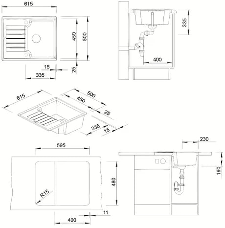 Blanco Zia 40 S granitno pomivalno korito z odcejalno površino v barvi antracit pro zgornja montaža