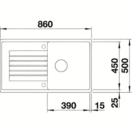 Granitno pomivalno korito Blanco Zia 5 S z odcejalno površino v barvi antracit pro zgornja montaža
