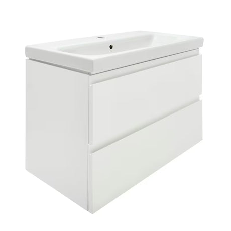 Cersanit Dormo viseča omarica s keramičnim umivalnikom v beli sijajni izvedbi 80x37,5x62 cm