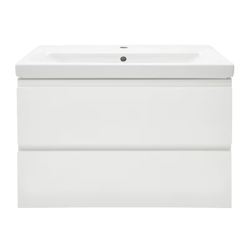 Cersanit Dormo viseča omarica s keramičnim umivalnikom v beli sijajni izvedbi 80x37,5x62 cm