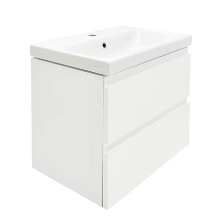 Cersanit Dormo viseča omarica s keramičnim umivalnikom v beli sijajni izvedbi 60x37,5x62 cm