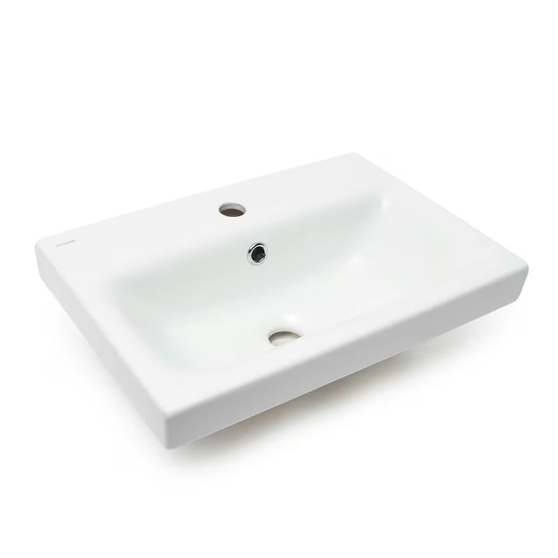 Cersanit Dormo viseča omarica s keramičnim umivalnikom v beli sijajni izvedbi 50x34,5x63 cm