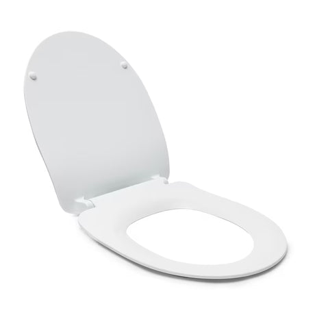 Bijelo viseča WC školjka Cersanit Dormo s bezrubnim izvedbom i sjedalom mehko Zapiranje Soft Close