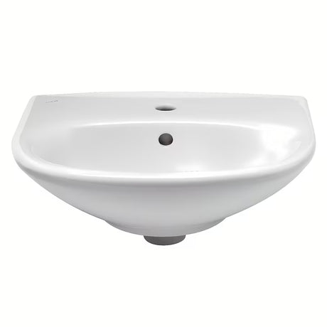 Beli viseče keramični umivalnik Fayans Neo 55 x 44 cm z odprtino pro za armaturo na sredini