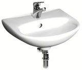 Beli keramični umivalnik Fayans Neo 40x32 cm z odprtino pro za armaturo na sredini