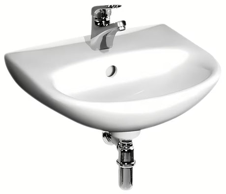 Beli keramični umivalnik Fayans Neo 40x32 cm z odprtino pro za armaturo na sredini