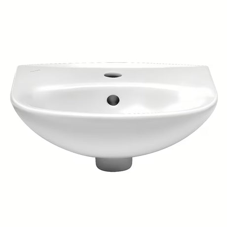 Beli keramični umivalnik Fayans Neo 40x32 cm z odprtino pro za armaturo na sredini