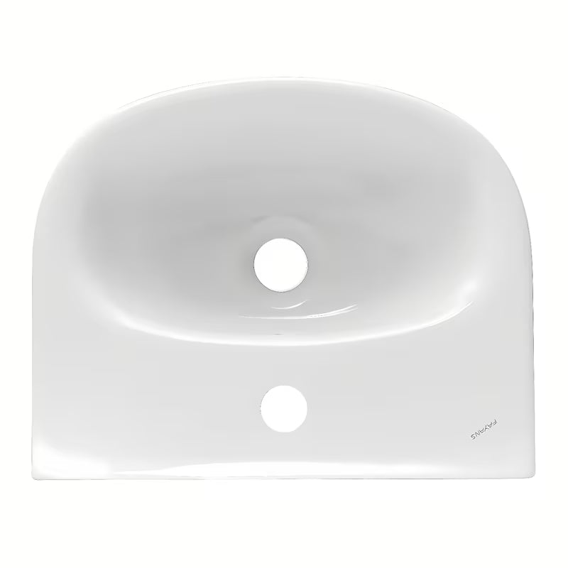 Beli keramični umivalnik Fayans Neo 40x32 cm z odprtino pro za armaturo na sredini
