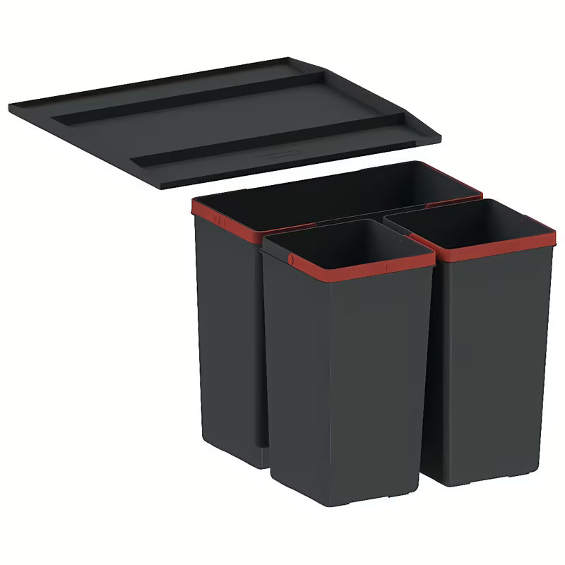 Črn koš za smeti sorter Franke EasySort s tremi posodami za kuhinjski predal