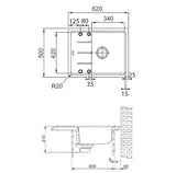Granitni pomivalno korito Franke BFG 611-62 z odcejalnikom u boji sahara pro montaža za delovni pult.