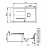 Granitni pomivalno korito Franke BFG 611-78 z obojestranskim odcejalnikom v barvi aluminium.