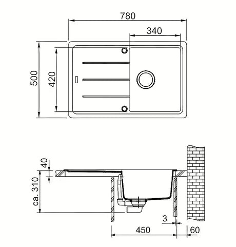 Franke BFG 611-78 granitni pomivalno korito s reverzibilnom ocjednom plohom u bež mat boji