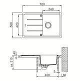 Granitni pomivalno korito Franke BFG 611-78 s reverzibilnim ocjeđivačem u boji ledeno bijela