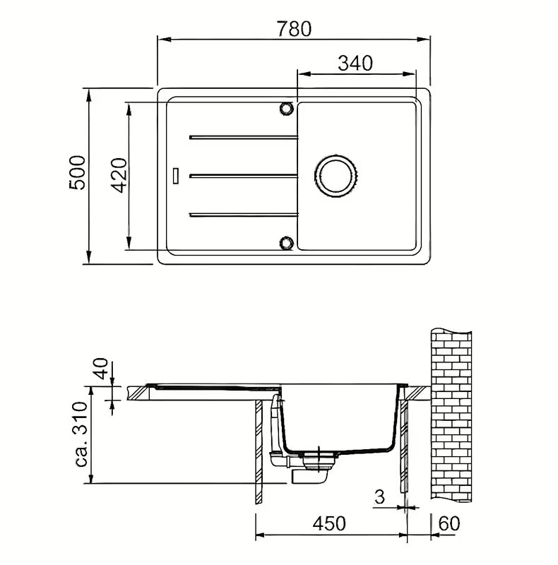 Granitni pomivalno korito Franke BFG 611-78 s reverzibilnim ocjeđivačem u boji ledeno bijela