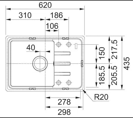 Franke BSG 611-62 granitni pomivalno korito s reverzibilnom ocjednom plohom u crnoj mat izvedbi