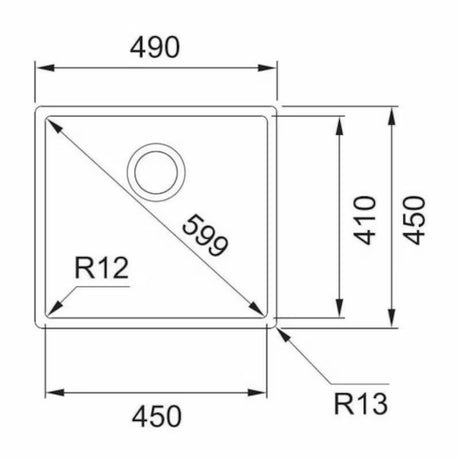 Nerjavno jekleni pomivalno korito Franke Bxx 210/110-45 49x45 cm pro za montažo za delovni pult