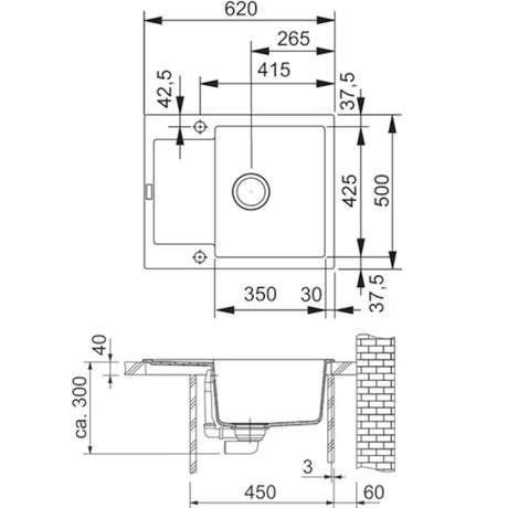 Granitni pomivalno korito Franke MRG 611-62 z odcejalnikom u boji pješčani melir