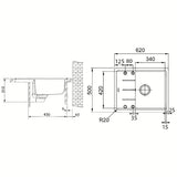 Crni mat pomivalno korito Franke Oid 611-62 od materijala Tectonite z odcejalnikom za delovni pult.