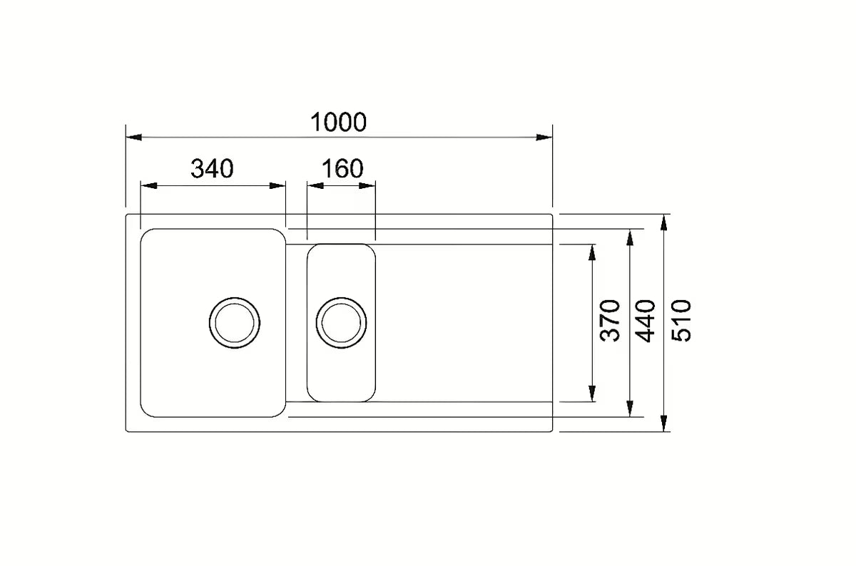 Franke Oid 651 tectonitni pomivalno korito za delovni pult s reverzibilnom ocjednom plohom u crnoj mat boji.