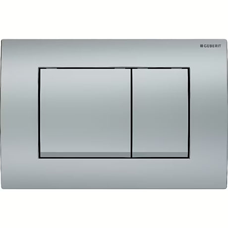 Aktivirna tipka Geberit Delta30 v mat krom izvedbi pro dvokoličinsko splakovanje s sprednjim upravljanjem.