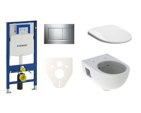 Viseči WC set Geberit Selnova z modulom Duofix, WC-desko z mehko Zapiranje Soft Close in tipko za splakovanje v kromu