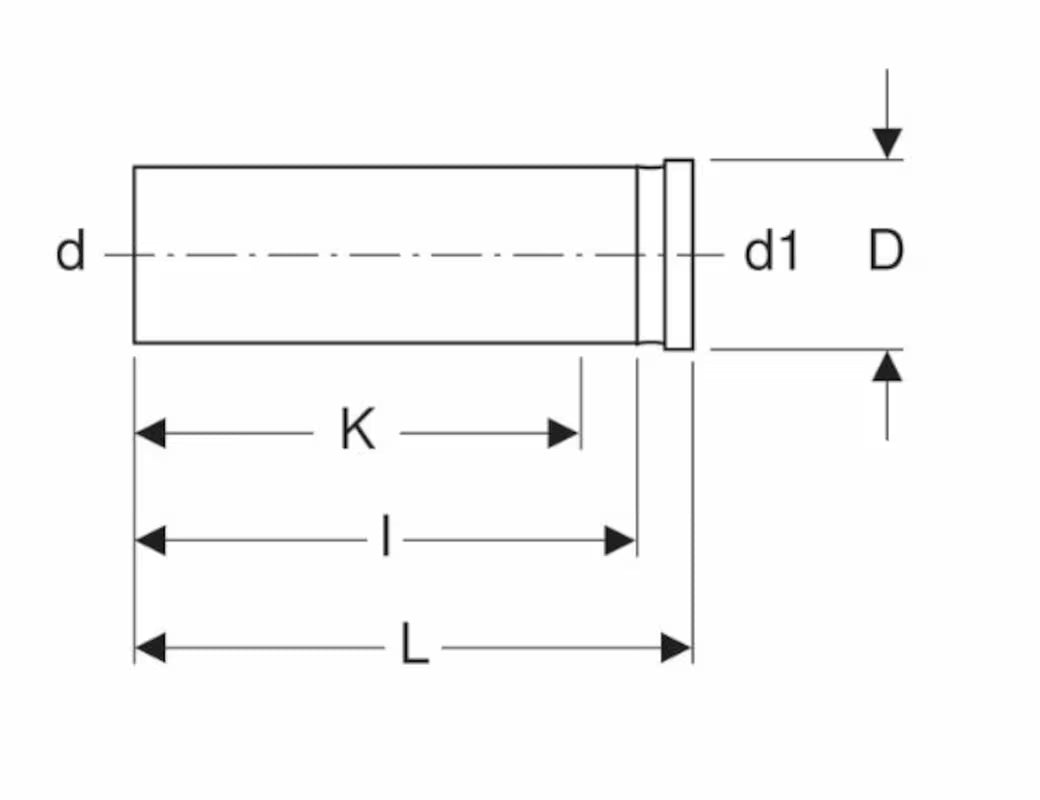 Ravni priključni nastavak Geberit PE pro viseča WC školjka s EPDM brtvom