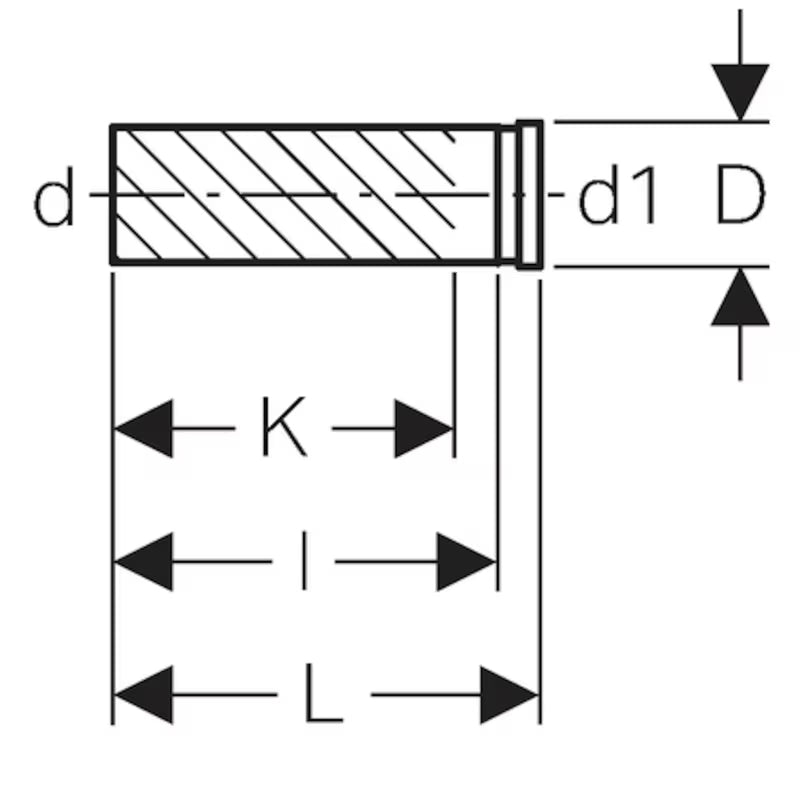 Ravni priključni nastavak Geberit PE pro viseča WC školjka s EPDM brtvom